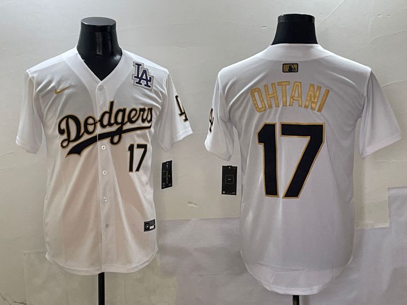 Men Los Angeles Dodgers 17 Ohtani White Black Gold Game Nike 2025 MLB Jersey style 10